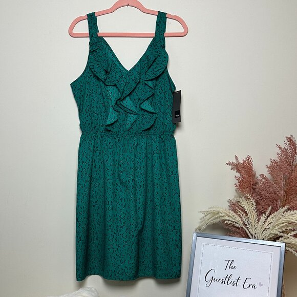 Mossimo Green Pattern Ruffle Dress - Picture 1 of 4